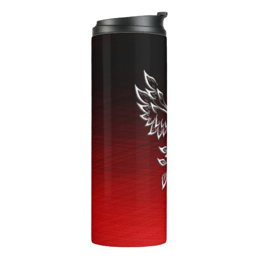 White Phoenix Rises Red in Black Ashes Thermosbeker (Gedraaid links)