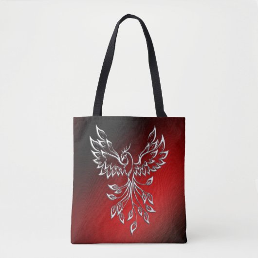 White Phoenix Rises Red in Black Ashes Tote Bag (Voorkant)