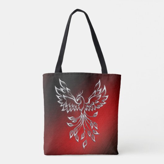 White Phoenix Rises Red in Black Ashes Tote Bag (Achterkant)