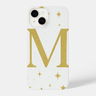 ⭐ White Phone Case with Big Yellow “M” & Stars iPhone 14 Hoesje