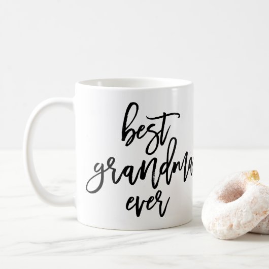 White Photo Best Grandma Ever Handgeschreven scrip Koffiemok (Met donut)