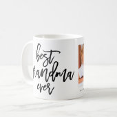 White Photo Best Grandma Ever Handgeschreven scrip Koffiemok (Voorkant links)