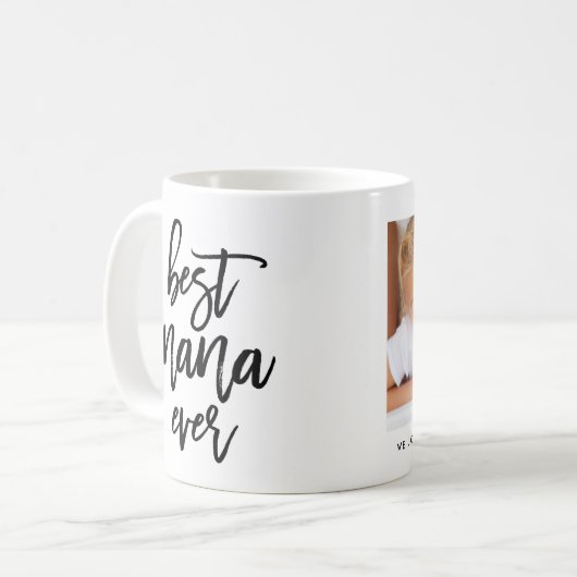White Photo Best Nana Ever Handgeschreven script Koffiemok (Voorkant links)