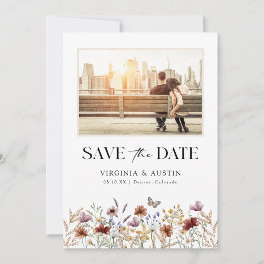 White Photo Boho Save the Date (Voorkant)