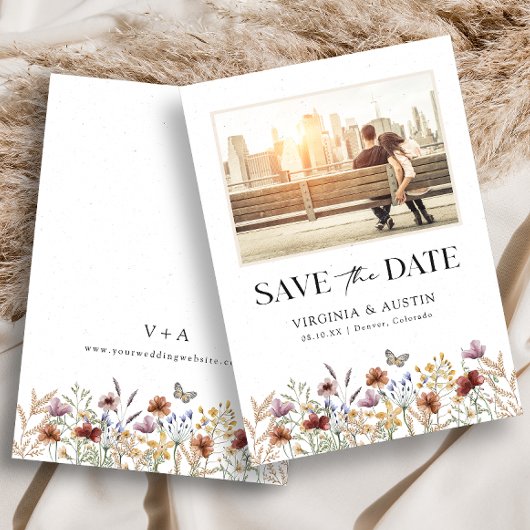 White Photo Boho Save the Date