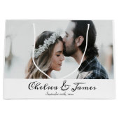 White Photo Elegant Calligraphy Name Jubileum Groot Cadeauzakje (Voorkant)