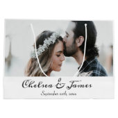 White Photo Elegant Calligraphy Name Jubileum Groot Cadeauzakje (Achterkant)