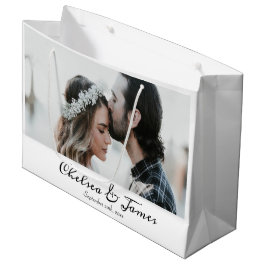 White Photo Elegant Calligraphy Name Jubileum Groot Cadeauzakje