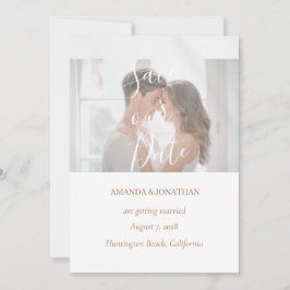 White Photo Elegant Wedding Save the Date Kaart