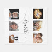 White photocollage name script fleece deken (Voorkant (Horizontaal))