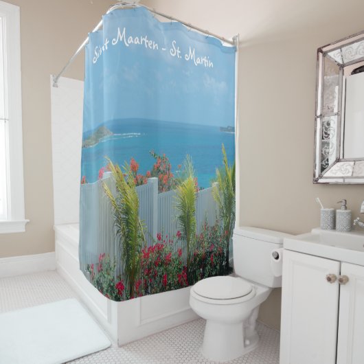 White Picket Fence in Sint Maarten Shower Curtain Douchegordijn (In situ)