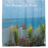 White Picket Fence in Sint Maarten Shower Curtain Douchegordijn (Voorkant)