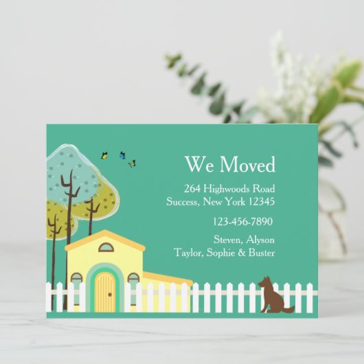 White Picket Fence Moving Announge Aankondiging (Staand voorkant)