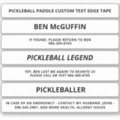 White Pickleball Paddle Edge Tape Custom Text ICE Sticker (Voorkant)