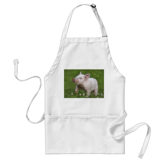 White Piglet Smelling Flowers Standaard Schort (Voorkant)