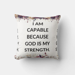 White pillow with a simple religious quote kussen