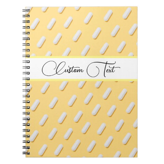 White Pills Patroon Bright Fun Yellow Medical Notitieboek (Voorkant)