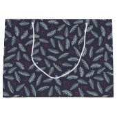 White Pine Boughs Feathers Holly Berries Kerstmis Groot Cadeauzakje (Voorkant)