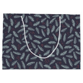 White Pine Boughs Feathers Holly Berries Kerstmis Groot Cadeauzakje (Achterkant)