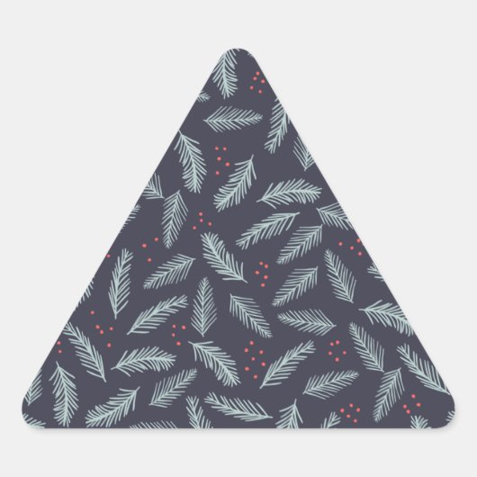 White Pine Boughs Feathers Holly Berries Kerstmis Sticker (Voorkant)