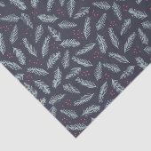 White Pine Boughs Feathers Holly Berries Kerstmis Tissuepapier (Detail)