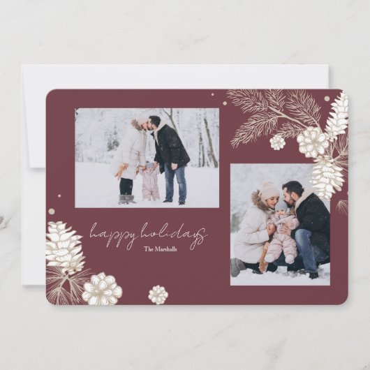 White Pine Cones 2 Foto Vakantie Groeten Kaart (Voorkant)