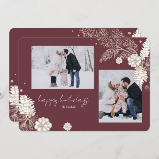 White Pine Cones 2 Foto Vakantie Groeten Kaart (Voorkant / Achterkant)