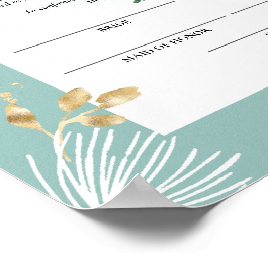 White Pine Holly Winter Certificate of Marriage Poster (Hoek)