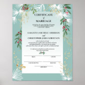 White Pine Holly Winter Certificate of Marriage Poster (Voorkant)