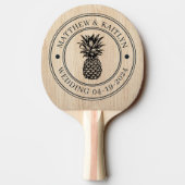 White Pine Pineapple Wedding Crest & Names Tafeltennisbatje (Achterkant)