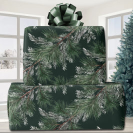 White Pine Silver Spruce Garlands Deep Pine Green Cadeaupapier