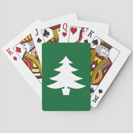 White Pine Tree op Forest Green Background Pokerkaarten (Achterkant)