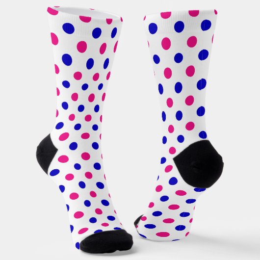 White Pink Blue Polka Dot Pattern Sokken (Gebogen)