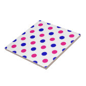 White Pink Blue Polka Dot Pattern Tegeltje (Zijkant)