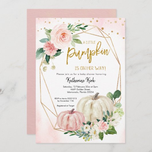 White Pink Blush Pumpkin is onderweg Kaart (Voorkant / Achterkant)