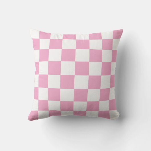 White & Pink Checkerboard Pattern Throw Pillow Kussen (Achterkant)
