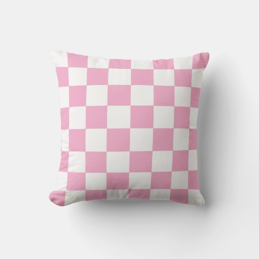 White & Pink Checkerboard Pattern Throw Pillow Kussen (Voorkant)