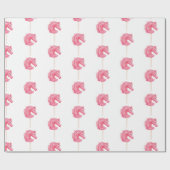 White Pink Cowgirl Horses Birthday Cadeaupapier (Vlak)