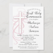 White Pink Cross First Heilige Communauteit Uitnod Kaart (Voorkant)