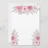 White Pink Elegant Wedding Invitation of bloemen Kaart (Achterkant)