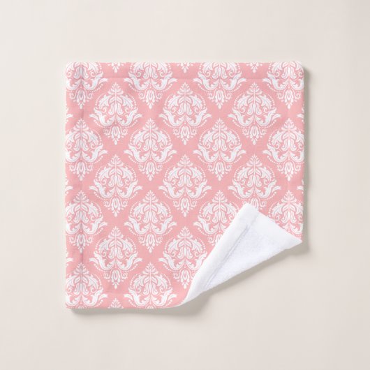 White & Pink Floral Damasks Pattern Bad Handdoek (Wasdoekje)