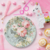 White Pink Floral Paper Bord (Feest)