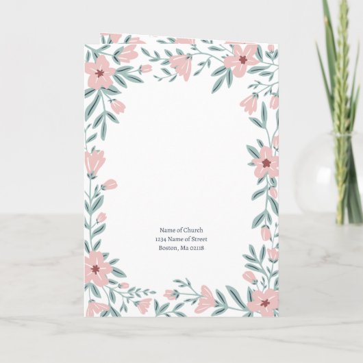 White & Pink Floral Photo Funeral Programme (Achterkant)
