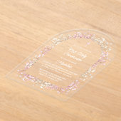 white pink flowers First Communion Acryl Uitnodigingen (Laagn)