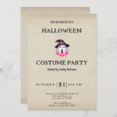 White Pink Ghost Witches Pet  Halloween Kaart (Voorkant / Achterkant)