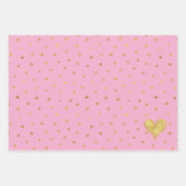White Pink Gold Dots Heart Birthday Inpakpapier Vel (Voorkant)