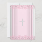 White Pink Lace Cross Baptisme Christening Kaart (Achterkant)