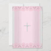 White Pink Lace Cross Baptisme Christening Kaart (Achterkant)