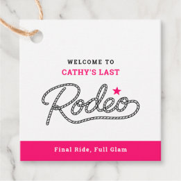 White Pink Last Rodeo Bachelorette Party Bedankjes Labels