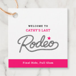 White Pink Last Rodeo Bachelorette Party Bedankjes Labels
